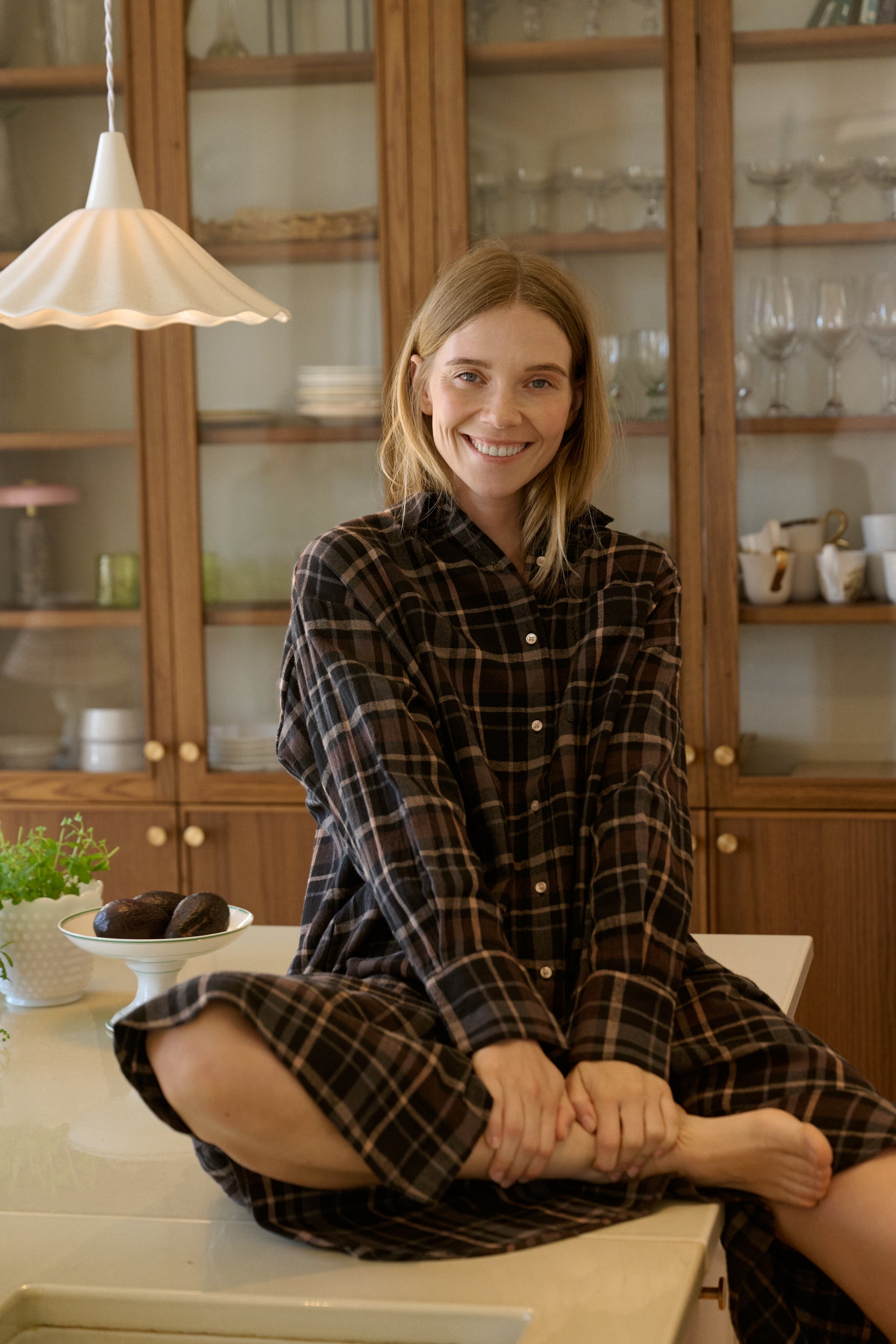 Floret Check skjortekjole - brun/sort